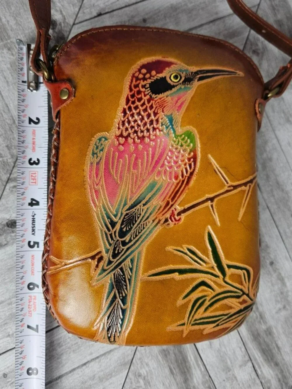 Anuschka Hand-Painted Leather Bird Shoulder Bag Crossbody Purse Small - Picture 8 of 10